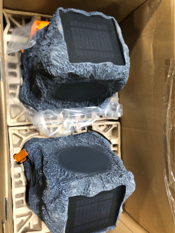 Photo 3 of Innovative Technology Outdoor Rock Speaker Pair - Wireless Bluetooth Speakers for Garden, Patio, Waterproof, Built for all Seasons & Solar Powered with Rechargeable Battery, Music Streaming - Charcoal