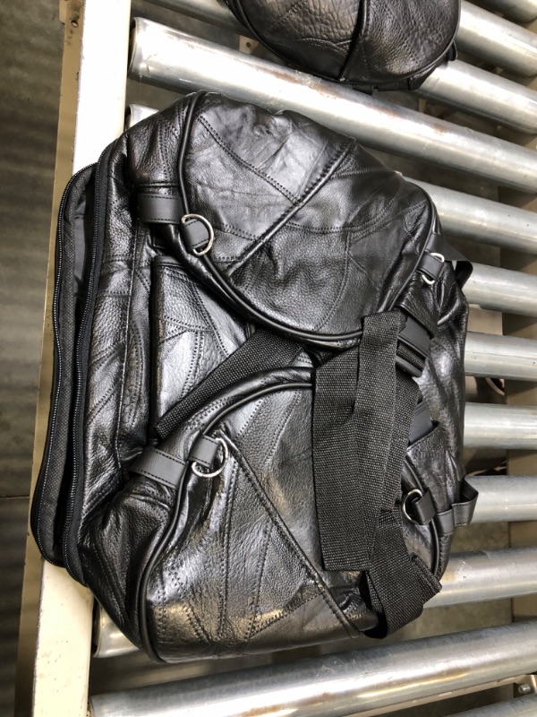Photo 2 of Barton Outdoors Motorcycle Bag - Barrel Style - All Genuine Black Leather - Fits Any US Bike - Extra Storage Pockets Featuring Rugged Construction - 14 3/4" × 9 3/4" × 9 3/4"