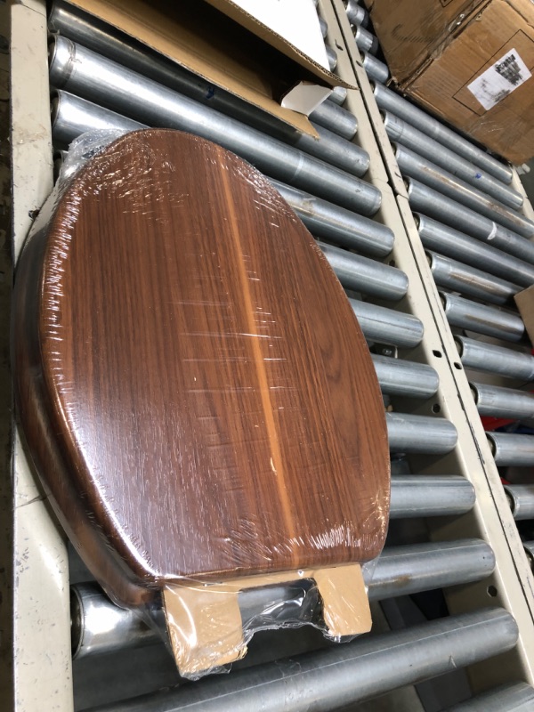 Photo 2 of Elongated Toilet Seat Molded Wood Toilet Seat with Zinc Alloy Hinges, Easy to Install also Easy to Clean, Anti-pinch Wooden Toilet Seat by Angol Shiold (Elongated, Walnut) Zinc alloy Walnut