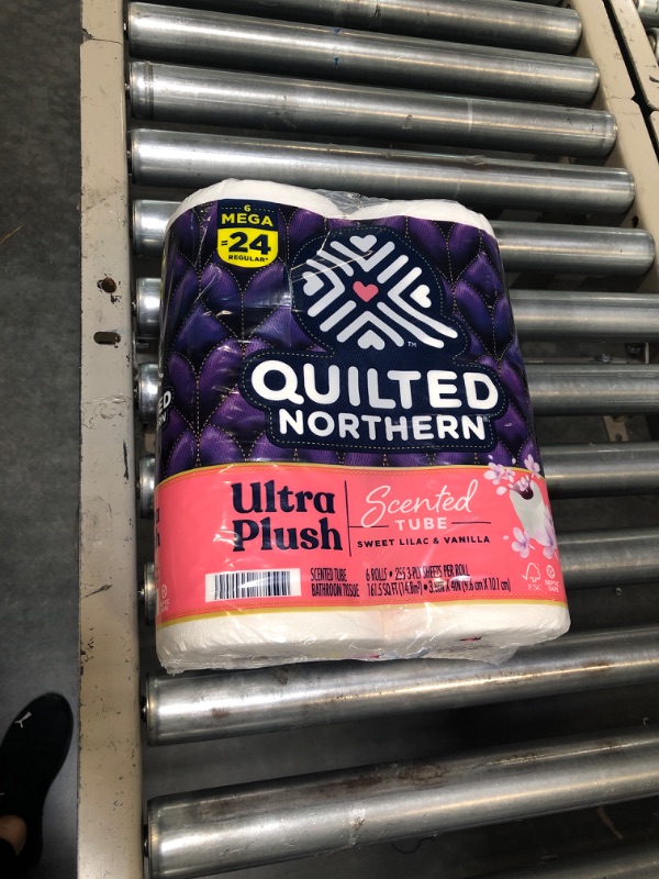 Photo 3 of Quilted Northern Ultra Plush® Toilet Paper with Sweet Lilac & Vanilla Scented Tube, 6 Mega Rolls, 3-Ply Bath Tissue