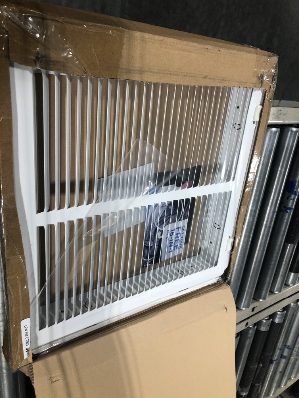 Photo 2 of 14" X 14" Steel Return Air Filter Grille for 1" Filter - Easy Plastic Tabs for Removable Face/Door - HVAC DUCT COVER - Flat Stamped Face -White [Outer Dimensions: 15.75w X 15.75h] White 14 X 14