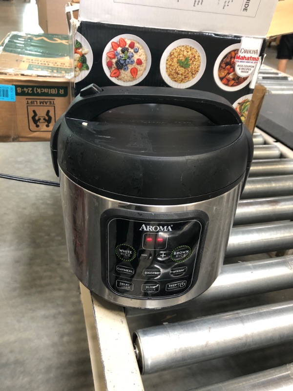 Photo 1 of aroma housewares arc-994sb rice & grain cooker slow cook, steam, oatmeal, risotto, 8-cup cooked/4-cup uncooked/2qt, stainless steel