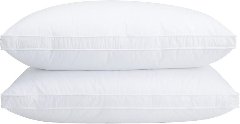 Photo 1 of Vendare Goose Feather Down Pillow, Bed Pillows for Sleeping, Feather Pillows Queen Size Set of 2, Hotel Collection Pillows for Side and Back Stomach Sleeper