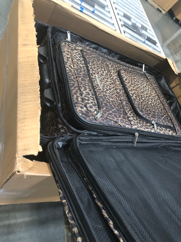 Photo 3 of Rockland Jungle Softside Upright Luggage, Leopard, 4-Piece Set (14/19/24/28)