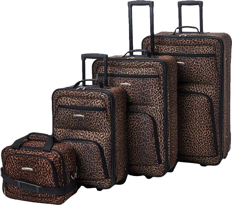 Photo 1 of Rockland Jungle Softside Upright Luggage, Leopard, 4-Piece Set (14/19/24/28)