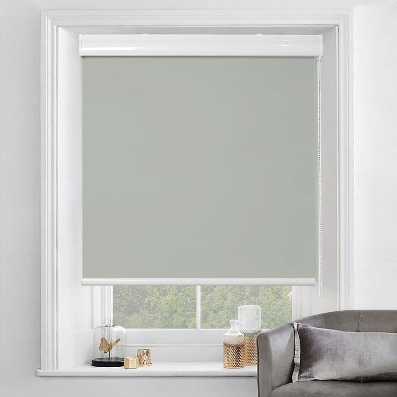 Photo 1 of Allbright Roller Shades 100% Blackout Shades with Valance Cover (52" W X 72" H, Light Grey) UV Protection Thermal Insulated Blackout Blinds for Windows, Easy to Install