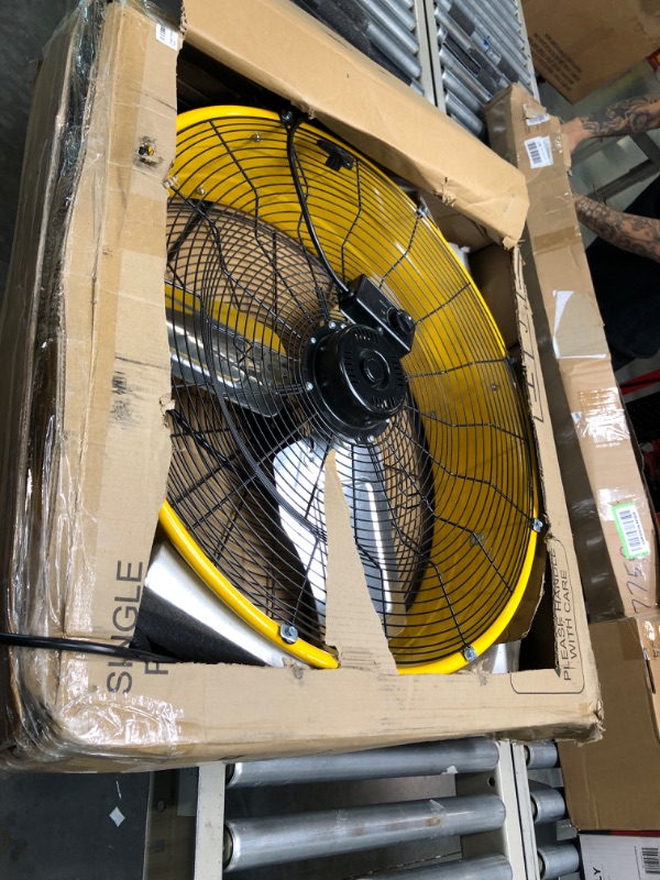 Photo 4 of Tornado - 24 Inch High Velocity Heavy Duty Tilt Metal Drum Fan Yellow Commercial, Industrial Use 3 Speed 8540 CFM