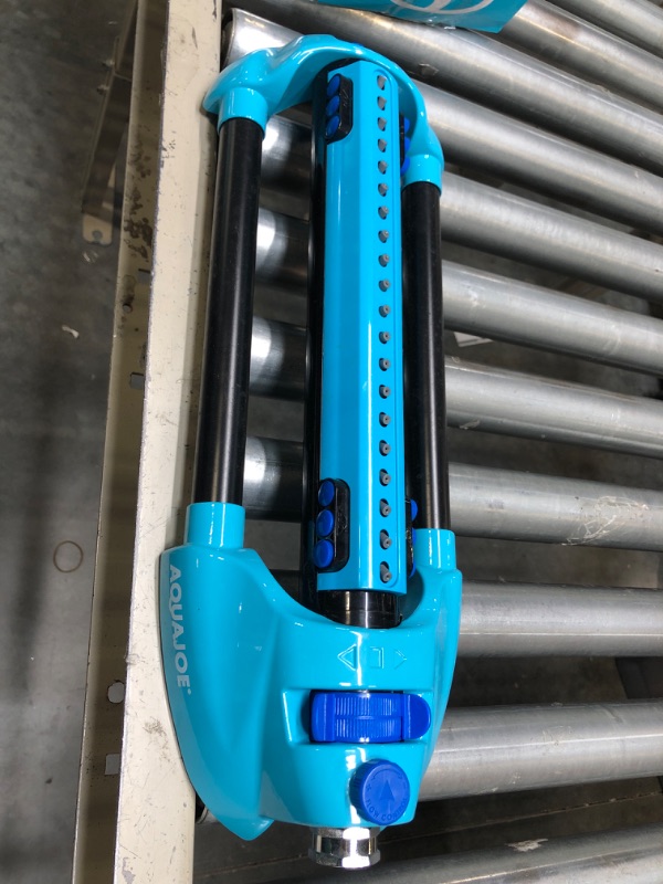 Photo 1 of Aqua Joe AJ-OMS20-BRS Indestructible Metal Base Oscillating Sprinkler | Customizable Coverage | 4973 sq ft Max Coverage