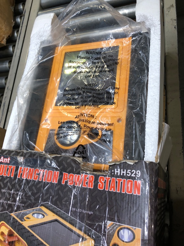 Photo 1 of E-Ant Jump Starter, 2000 Peak Amps Solar Car Jump Starter with Air Compressor 260PSI, Portable Power Station with 110V 400W Inverter, Dual AC DC USB Output,12V Auto Battery Jumper Clamp