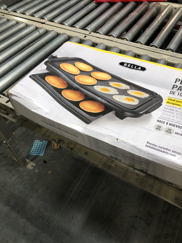 Photo 1 of BELLA Electric Griddle w Warming Tray, Make 8 Pancakes or Eggs At Once, Fry Flip & Serve Warm, Healthy-Eco Non-stick Coating, Hassle-Free Clean Up, Submersible Cooking Surface, 10" x 18", Copper/Black