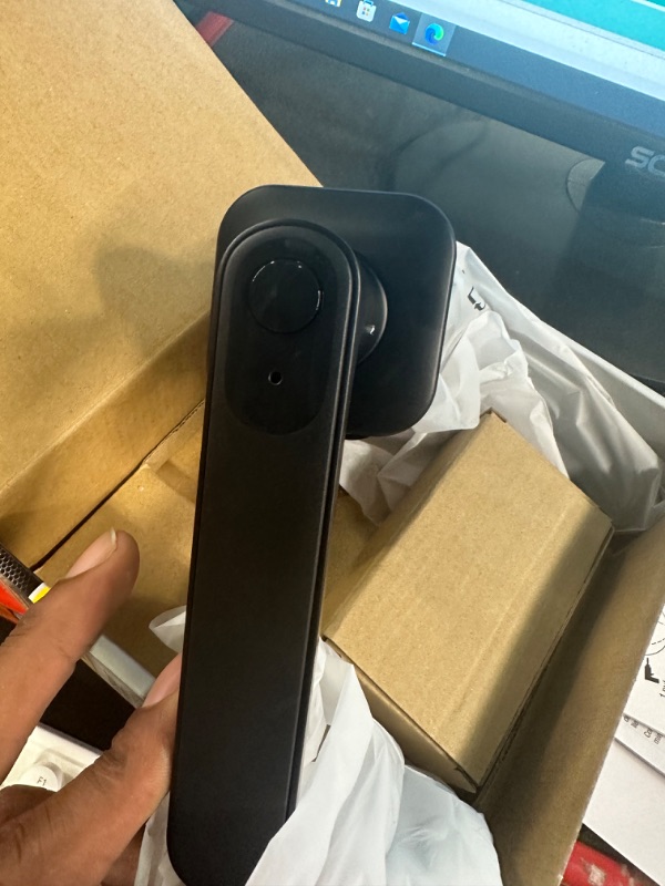 Photo 1 of Matte Black Electronic Lever Door Lock with Biometric Fingerprint Deadbolt