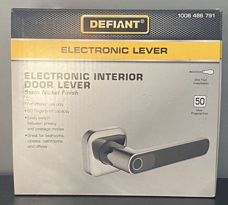 Photo 1 of Defiant electronic Interior Door Lever - Satin Nickel Finish - Electronic - Fingerprint enabled 