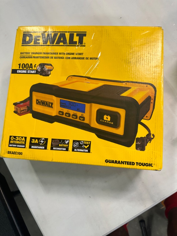 Photo 2 of DEWALT DXAEC100 DXAEC100 Professional 30-Amp Battery Charger and 3-Amp Maintainer with 100-Amp Engine Start, Yellow