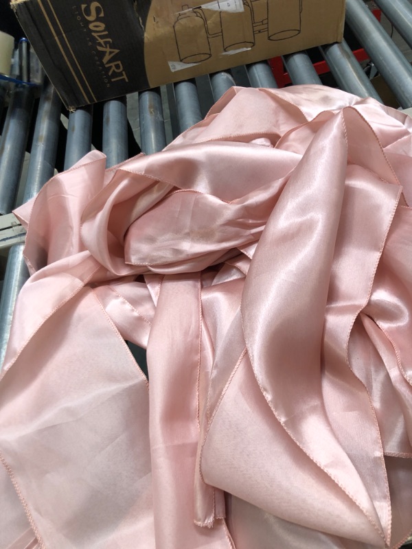 Photo 2 of  12 Pack Satin Table Runners for Wedding Banquet Decoration, Bright Silk and Smooth Fabric Party Table Runner ?Rose Gold?12 Pieces?