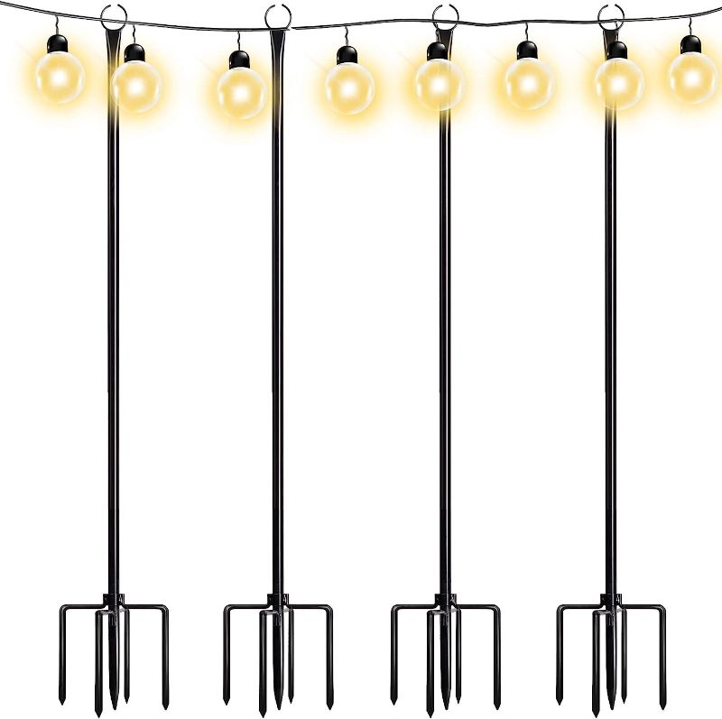 Photo 1 of 
Walensee String Light Poles with Hook Outdoor Metal Lighting Pole for Hanging String Lights for Garden Party 9.4FT Lights Hanger with 5-Prong Fork Steel Stand Holder for Patio Christmas Wedding 4 Pack