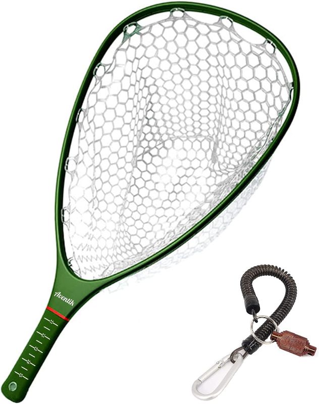 Photo 1 of Aventik Fly Floating Fishing Net Carbon Fiber Landing Net Clear Rubber Ghost Net Catch & Release Net with Magnetic Net Release