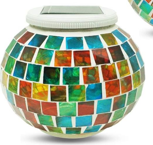 Photo 1 of 2 Pack Solar Powered Glass Ball Mosaic Table Lights, Waterproof  Color Changing LED Lamps for Garden, Patio, Yard, or Outdoor Decorations?Square Design