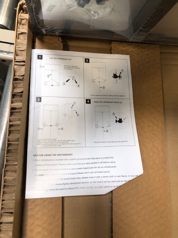 Photo 5 of DexBoard Dry Erase Easel 24" x 36"|Height Adjustable Magnetic White Board Easel with Tripod Stand|Office Presentation Board w/Flipchart Pad, Magnets & Eraser, Black