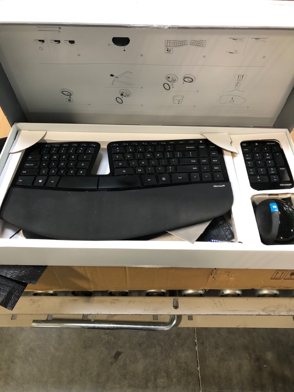 Photo 1 of Microsoft Sculpt Ergonomic Wireless Desktop Keyboard and Mouse - Black. Wireless , Comfortable, Ergonomic Keyboard and Mouse Combo with Split Design and Palm Rest.