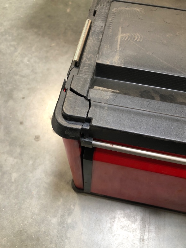 Photo 1 of BIG RED TRJF-C305ABD Torin Garage Workshop Organizer: Portable Steel and Plastic Stackable Rolling Upright Trolley Tool Box with 3 Drawers, Red