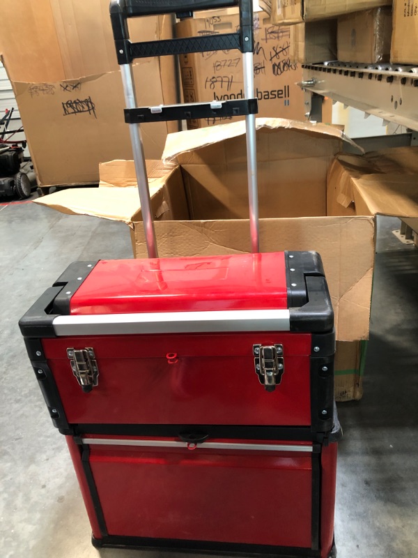 Photo 1 of BIG RED TRJF-C305ABD Torin Garage Workshop Organizer: Portable Steel and Plastic Stackable Rolling Upright Trolley Tool Box with 3 Drawers, Red