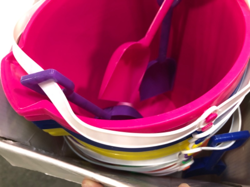 Photo 1 of 4E's Novelty 9" Large Sand Bucket with Shovel [12 Pack Bulk] Beach Buckets - Beach Toys for Kids & Toddlers, Party Favors