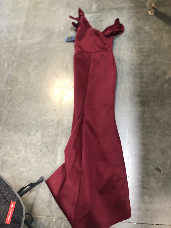 Photo 1 of Women's Fashion Dress 2022 Asymmetrical Neck Ruffle Trim Prom Dress Fashion Beauty Unique Comfortable Charming (Color : Burgundy, Size : Large)
