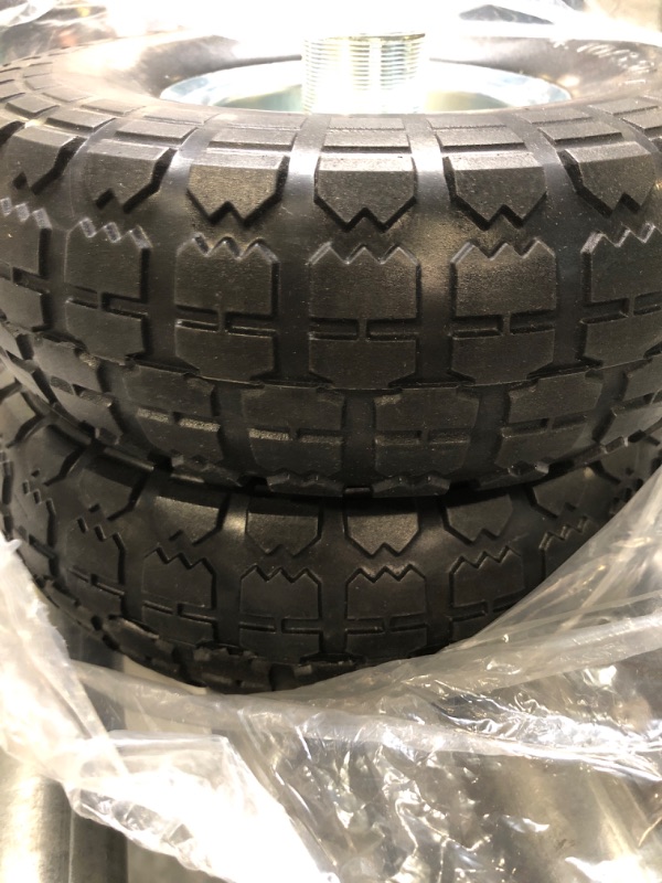 Photo 2 of (2-Pack) AR-PRO 10-Inch Solid Rubber Tires and Wheels - Replacement 4.10/3.50-4” Tires and Wheels with 5/8” Axle Bore Hole, and Double Sealed Bearings - Perfect for Gorilla Carts