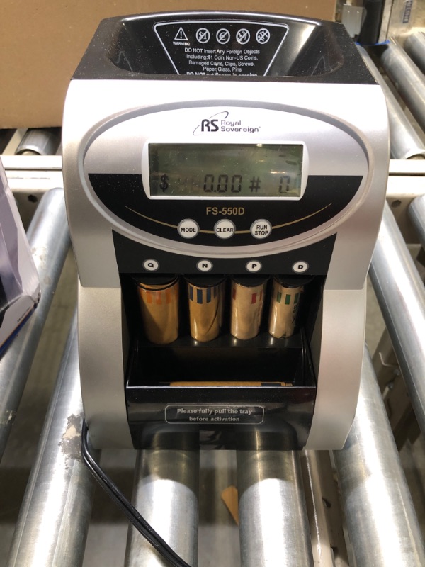 Photo 3 of Royal Sovereign 1 Row Electric Coin Counter/Sorter, Patented Anti-Jam Technology, Digital Counting Display (FS-550D)