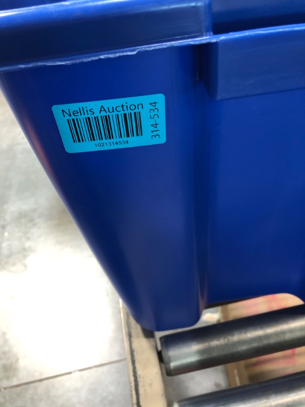 Photo 3 of Rubbermaid Commercial Products, Recycling Bin/Box for Paper and Packaging, Stackable, 14 GAL, for Indoors/Outdoors/Garages/Homes/Commercial Facilities, Blue (FG571473BLUE) 14 Gallon 1 Pack