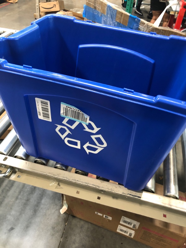 Photo 2 of Rubbermaid Commercial Products, Recycling Bin/Box for Paper and Packaging, Stackable, 14 GAL, for Indoors/Outdoors/Garages/Homes/Commercial Facilities, Blue (FG571473BLUE) 14 Gallon 1 Pack