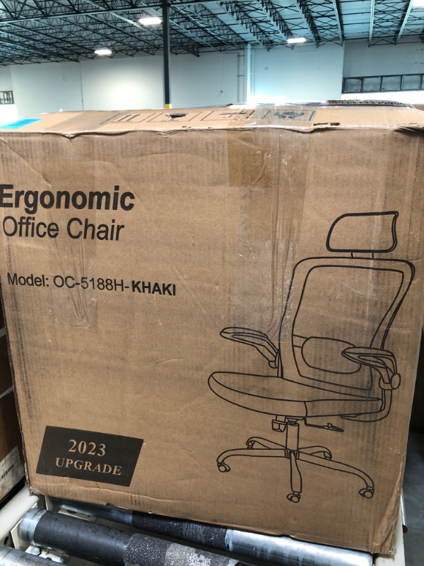 Photo 1 of Branch Ergonomic Chair - A Versatile Desk Chair with Adjustable Lumbar Support, Breathable Mesh Backrest, and Smooth Wheels - Experience Optimal Comfort and Support - KHAKI - White