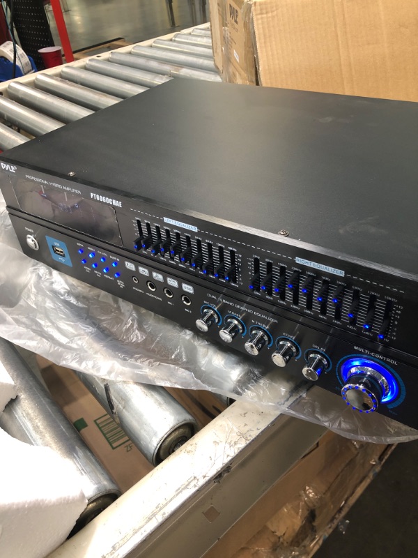 Photo 1 of 6-Channel Bluetooth Hybrid Home Amplifier - 2000W Home Audio Rack Mount Stereo Power Amplifier Receiver w/ Radio, USB/AUX/RCA/Mic, Optical/Coaxial, AC-3, DVD Inputs, Dual 10 Band EQ - Pyle PT6060CHAE 2000 Watt Amplifier
