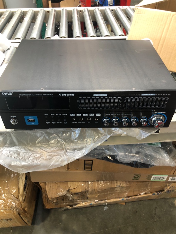 Photo 1 of 6-Channel Bluetooth Hybrid Home Amplifier - 2000W Home Audio Rack Mount Stereo Power Amplifier Receiver w/ Radio, USB/AUX/RCA/Mic, Optical/Coaxial, AC-3, DVD Inputs, Dual 10 Band EQ - Pyle PT6060CHAE 2000 Watt Amplifier
