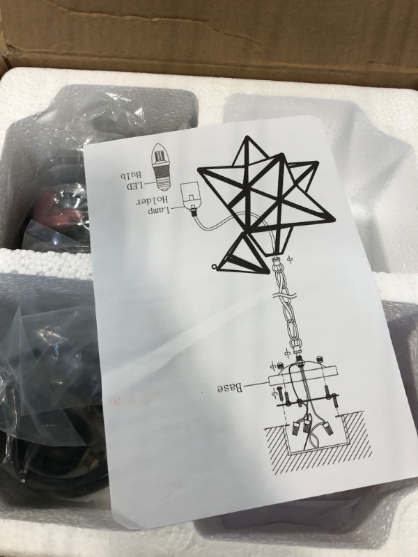 Photo 1 of 12'' Moravian Star Pendant Light Clear Glass Shade Hanging Star Lights on Chain Clear 12"