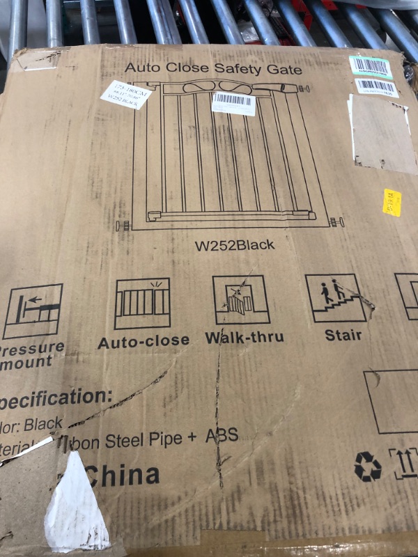 Photo 1 of Extra Wide Baby Gate with Door Black-Large Walk Through Baby Gates for Stairs Pressure Mounted no Drill-Indoor Long Tension Metal Child Pet Safety Gate 68.11"-70.87" Wide arch Black 68.11"-70.87"