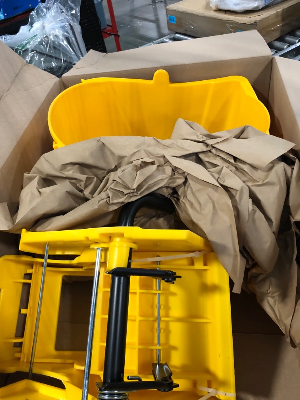 Photo 3 of CFS Plastic Commercial Mop Bucket with Side-Press Wringer, 26 Quarts, Yellow Yellow Mop Bucket