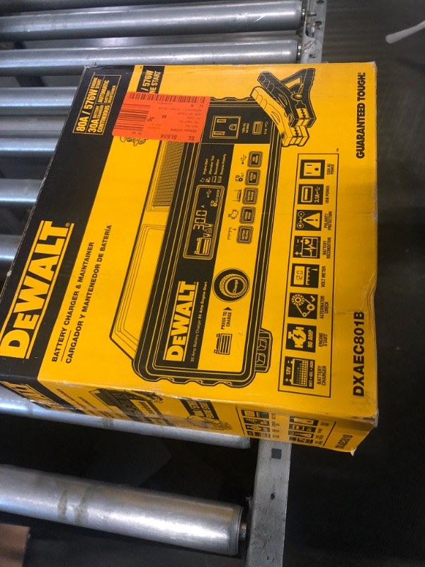 Photo 2 of DEWALT DXAEC801B 30 Amp Bench Battery Charger: 80 Amp Engine Start, 2 Amp Maintainer, 120V AC Outlet, 3.1A USB Port, Battery Clamps Single Battery Charger