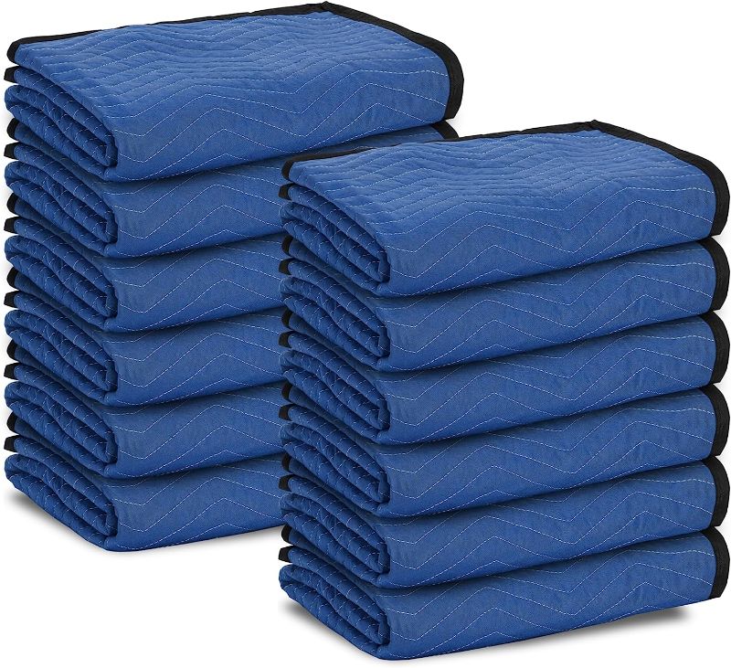 Photo 1 of 4 Moving Packing Blankets - 80 x 72 Inches (35 lb/dz) Heavy Duty Moving Pads for Protecting Furniture Professional Quilted Shipping Furniture Pads (Blue 4 PCS)