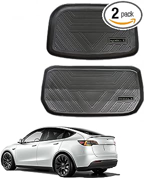 Photo 1 of Pedigree Front Trunk mat& Rear Bottom Storage Trunk Liner for Tesla Model Y, All Weather Cargo Liner Mat Tesla Trunk Mats Interior Protection Liners, Pack of 2 Front trunk mat+Rear Storage