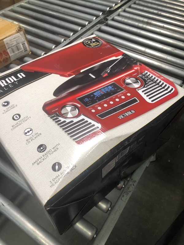 Photo 1 of Victrola 50's Retro Bluetooth Record Player & Multimedia Center with Built-in Speakers - 3-Speed Turntable, CD Player, AM/FM Radio | Vinyl to MP3 Recording | Wireless Music Streaming | Red Red Record Player