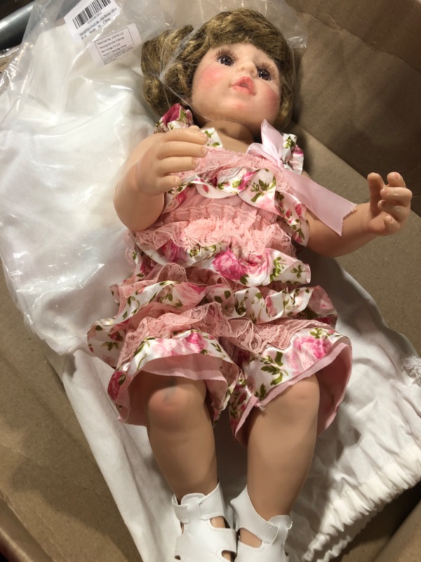 Photo 1 of TERABITHIA 22 Inch Lifelike Full Body Silicone Vinyl Flexible Anatomically Correct Reborn Baby Doll Newborn Princess Toddler Girl Dolls Kids Birthday Gift Set
