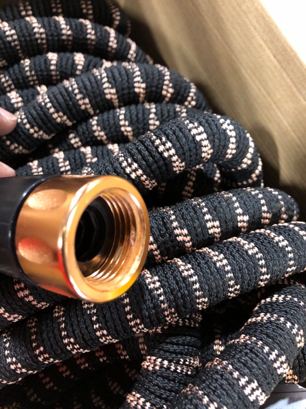 Photo 4 of 2024 Pocket Hose Copper Bullet AS-SEEN-ON-TV Expands to 100 ft REMOVABLE Turbo Shot Multi-Pattern Nozzle 650psi 3/4 in Solid Copper Anodized Aluminum Fittings Lead-Free Lightweight No-Kink Garden Hose