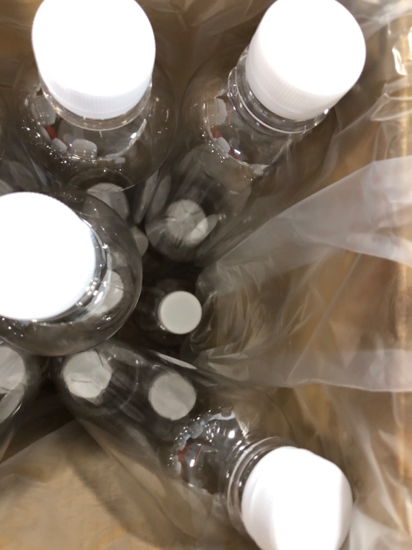 Photo 3 of 16 OZ Empty Plastic Juice Bottles Pack of 30 Clear Disposable Bulk Drink Bottles with White Tamper Evident Caps Lids (16 OZ, White) 16 OZ White