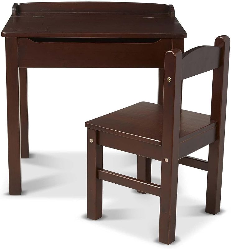 Photo 1 of Melissa & Doug Wooden Lift-Top Desk & Chair - expresso
