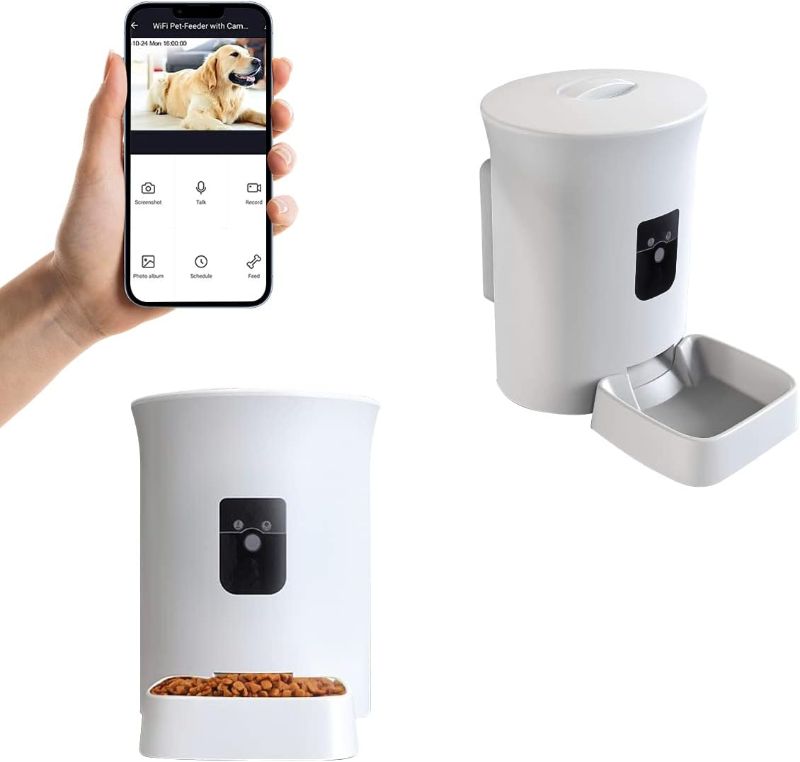 Photo 1 of Automatic Cat Puppy Feeder, CA delivery, 8L Large Volume, Load About 4.0KG of Feed, HD Video Call and Voice Recording ,Control Feeding Weight Through APP, with Fixed Position (Camera Version)
