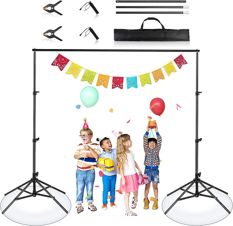 Photo 1 of Four-Legged Backdrop Stand 6.5ftx6.5ft, High Stable Backdrop Stand for Parties, Back Drop Adjustable Stand, Portable Background Stand for Baby Showers, Birthday Parties, Photo Studio
