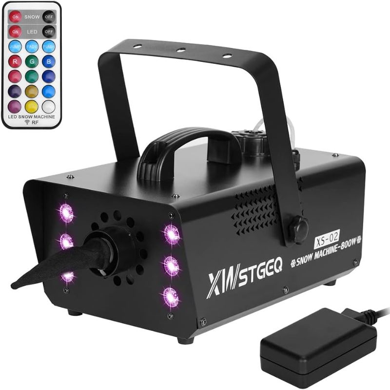Photo 1 of Snow Machine 800 Watt with 6 LED Lights and Wireless Remote for Christmas Wedding Photography Parties Kids Stage Parades
