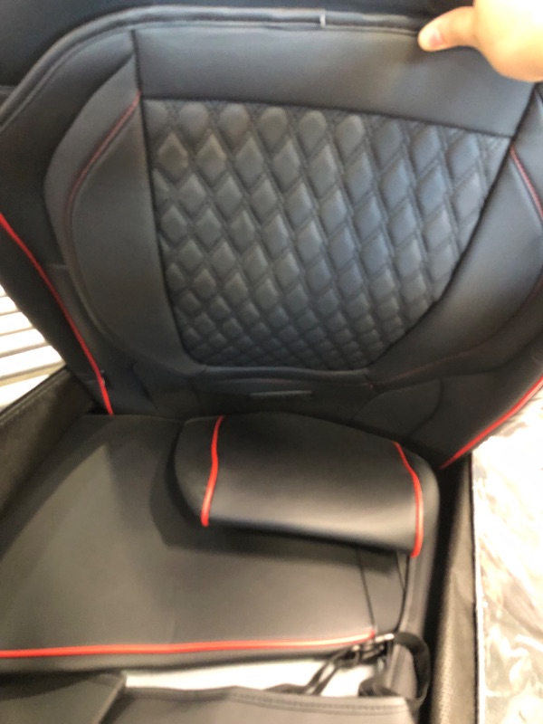 Photo 4 of Truck Seat Covers Dodge Ram 1500, Full Coverage Leather Car Seat Protector Luxury Interior for 2002-2022 Ram 1500 2500 3500 Crew Mega Cab Bighorn Laramie Rebel TRX Express(Full Set/Red/Black) B:Concave Front+Splitable Concave Rear Red/black