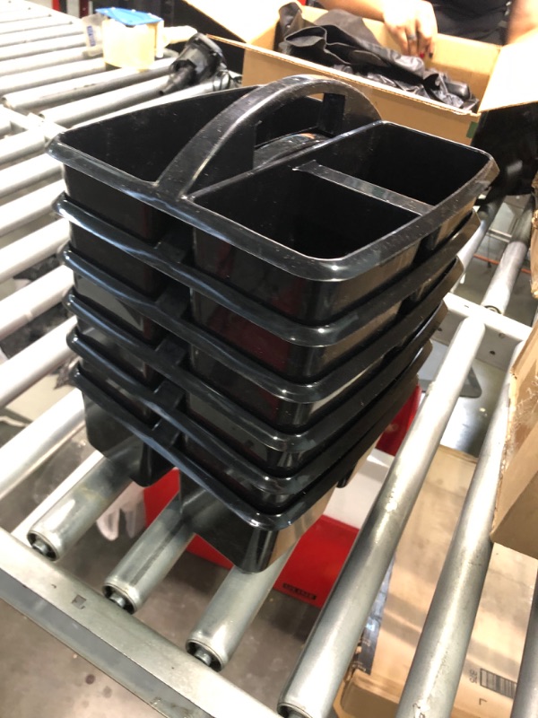 Photo 1 of Black Portable Plastic Storage Caddy 6-Pack for Classrooms, Kids Room, and Office Organization, 3 Compartment